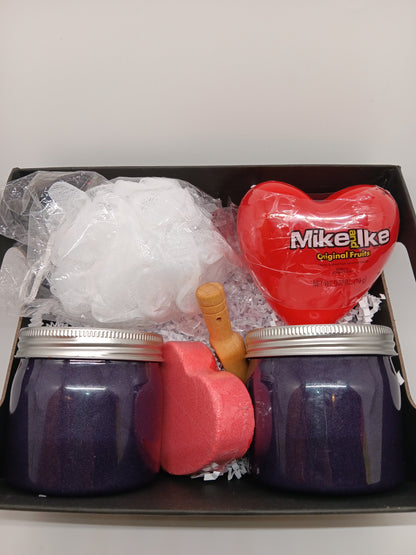 Valentine's Day Basket: Cherry Scented Heart Bath Bomb, Whipped Soap & Sugar Scrub | $10 Off!