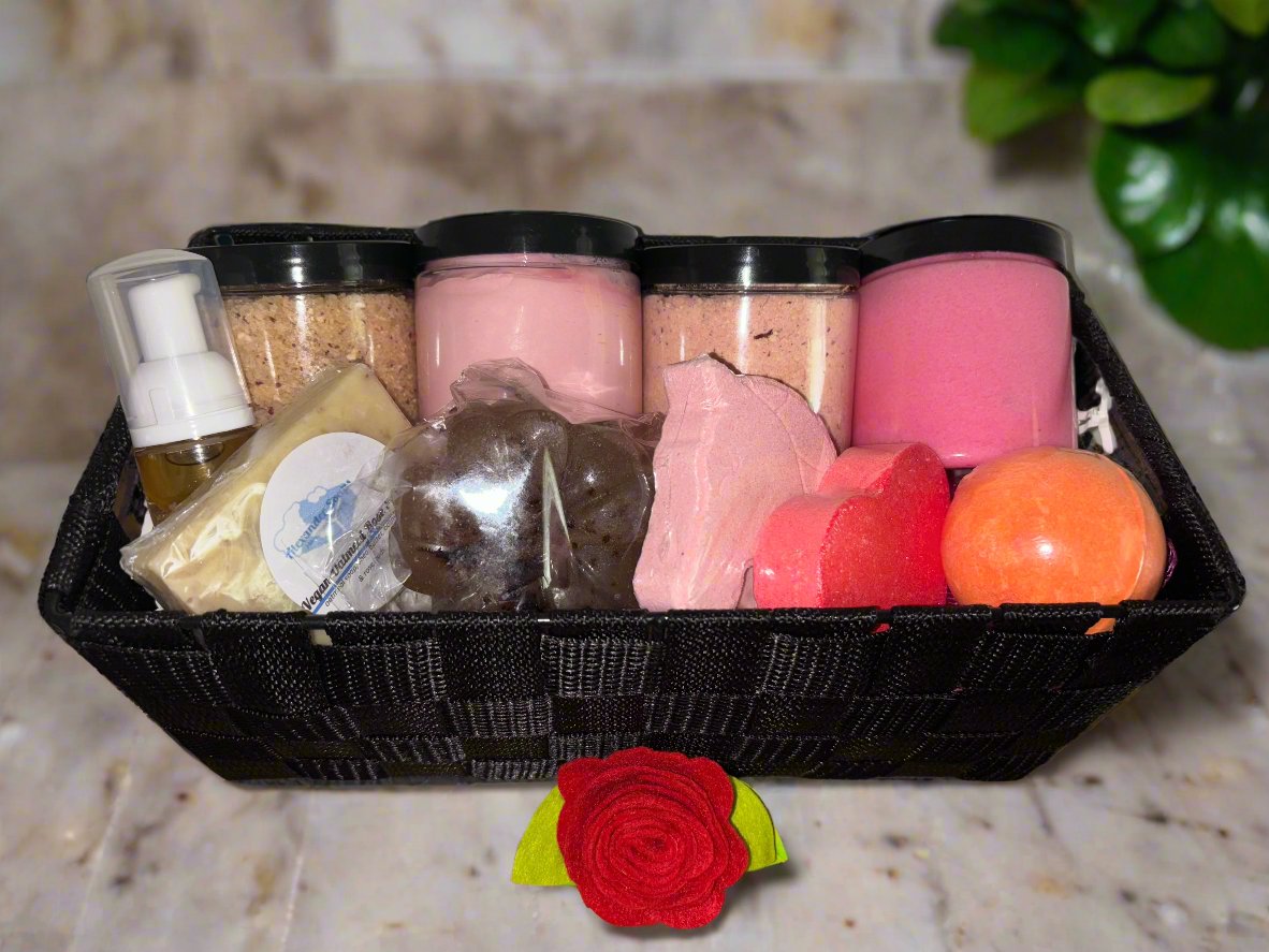 Rose Garden Bliss Spa Basket | Ultimate Rose Spa Gift Set | Includes Bath Bombs, Whipped Body Butter, and More